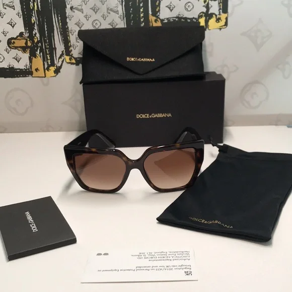 New Authentic Dolce & Gabbana DG4438 4536 Havana Square Sunglasses
